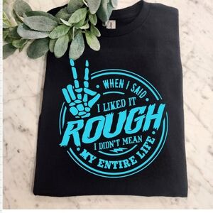 Funny shirt retro like it rough humor popular trending cute black and blue